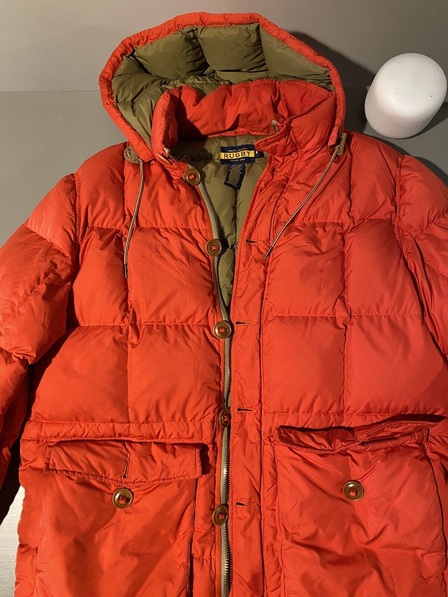Polo Ralph Lauren Rugby Vintage Down Parka Medium Orange Puffer