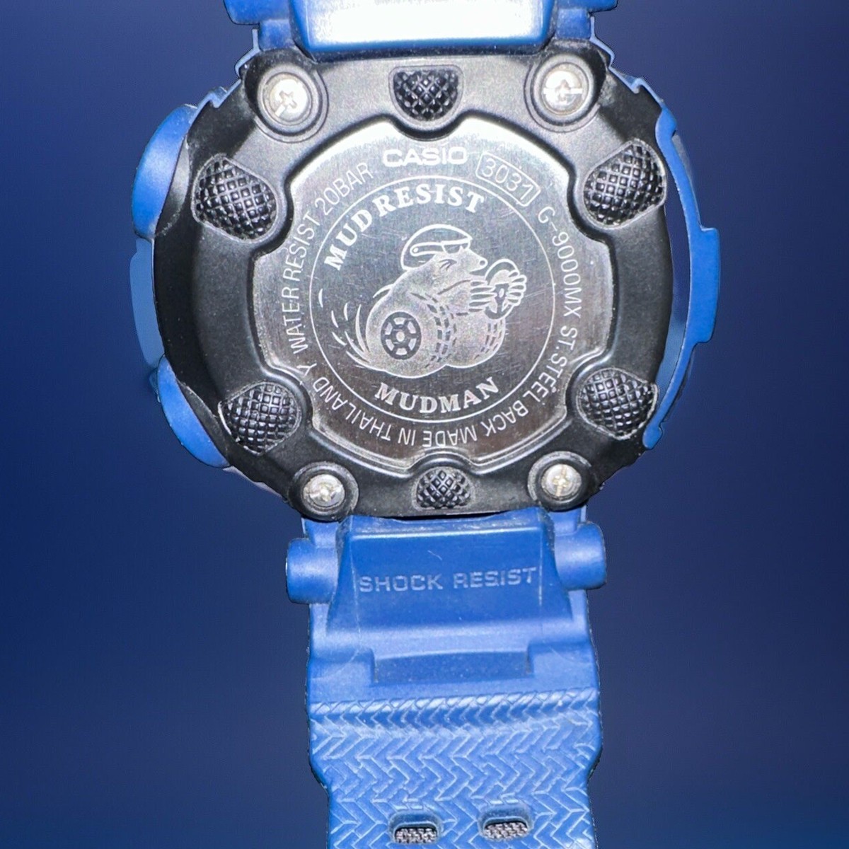 G-Shock G-9000MX Mudman Watch Matte Blue Black Vintage Used Rare