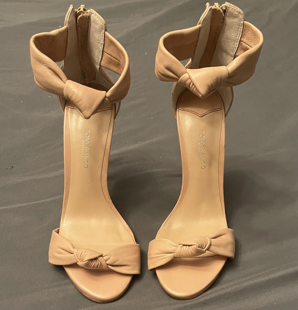 Tony Bianco Anabelle Skin Sheep Nappa Nude Leather Heels Size 7.5