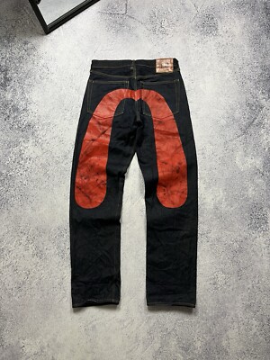 Evisu Jeans No.3 Lot 0001 Daicock Big Logo Red Japan Denim Very