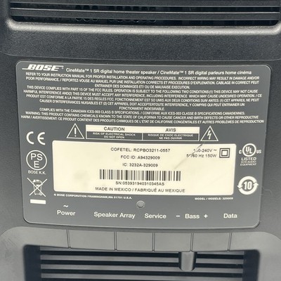 Bose CineMate 1 SR Speaker Array System AdaptiQ Soundbar Subwoofer