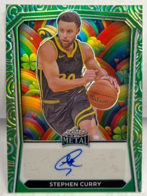 Stephen Curry 2024 Leaf Metal St. Patrick's Day Rainbow Autograph