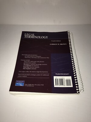 Legal Terminology by Gordon W. Brown (2003, Spiral) for sale