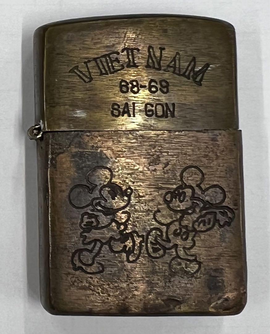 1968-69 Vintage Vietnam Zippo Oil lighter SAIGON Mickey and Minnie