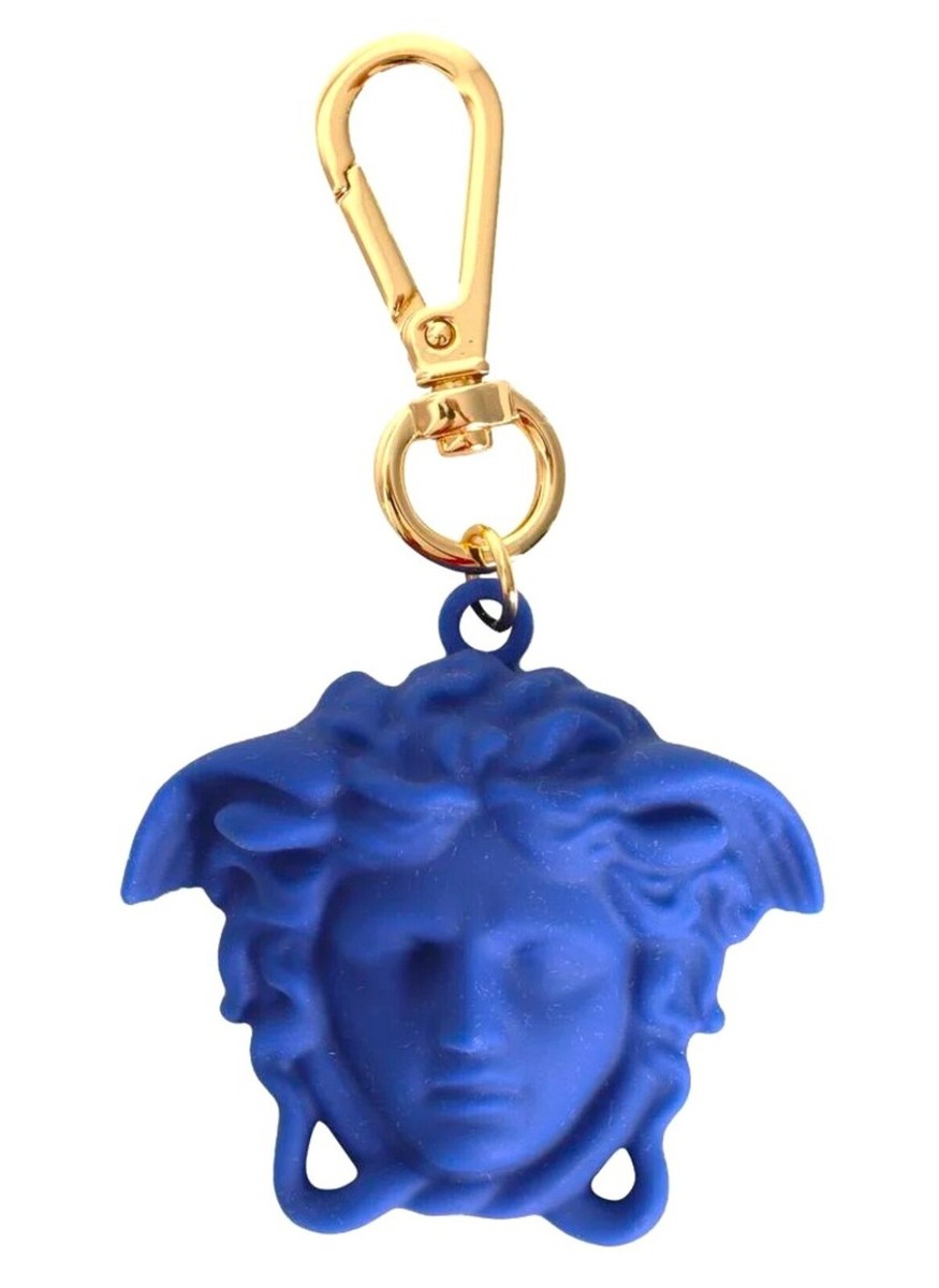 希少✨VERSACE Medusa Leather l Keychain NEW 5 VERSACE RUNWAY Black