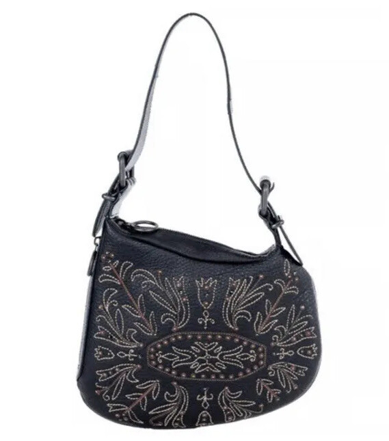 Fendi SELLERIA Oyster Bag LIZARD Leather With Embroidery Medium