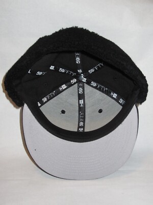 SUPREME x New Era Ear Flap Box Logo Fitted Hat Cap BLACK 7 1/8 NEW