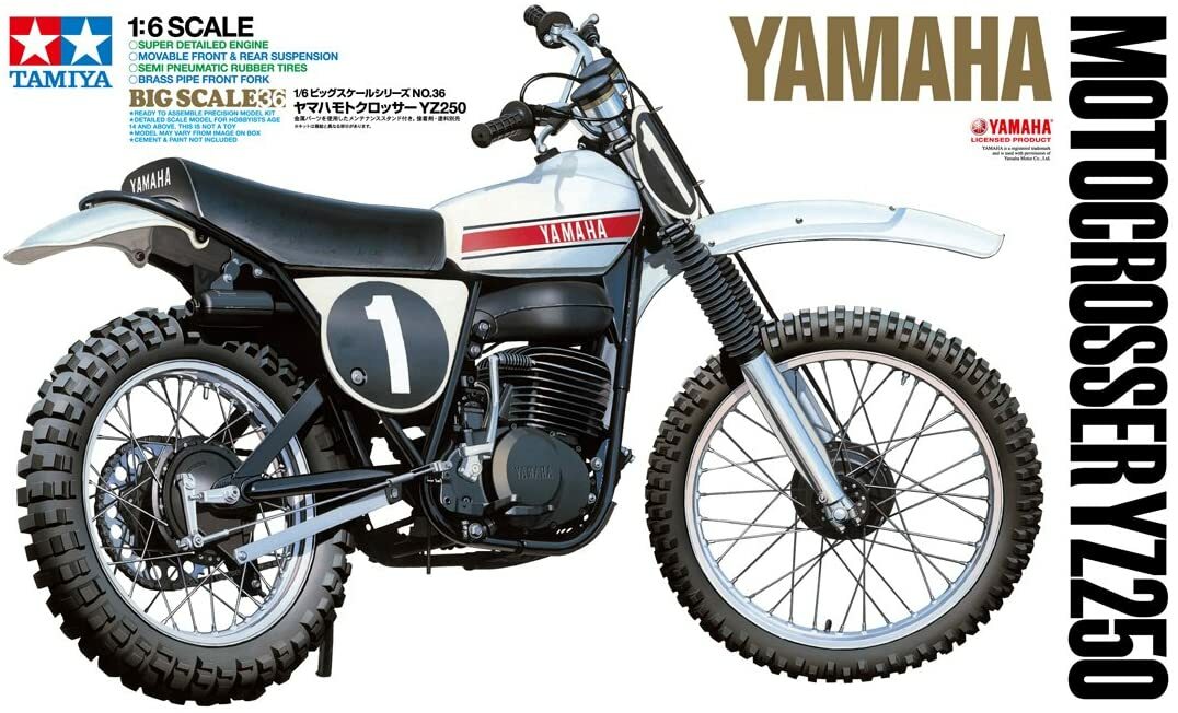 TAMIYA Scale model 1/6 Yamaha Motocrosser YZ250 Plastic Model