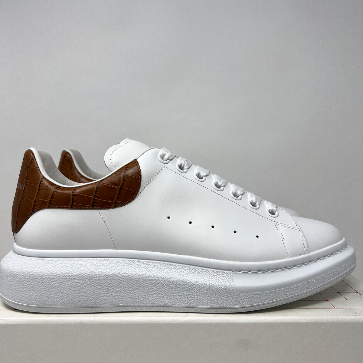 Alexander McQueen Men's Croc Tab Sneakers Size 11 US / 44 EU White