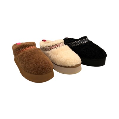 UGG Women's Tazz Braid Women's Fuzzy Platform Slippers 1143976
