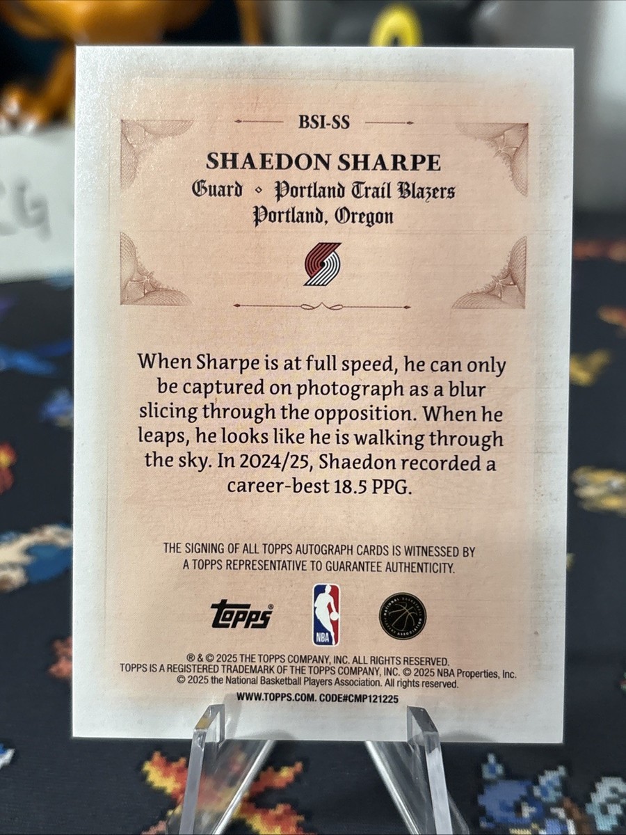 2025-26 Topps - Signed and Sealed Shaedon Sharpe #BSI-SS Holofoil