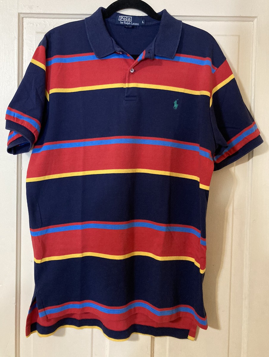 Polo by Ralph Lauren Mens Short Sleeve Stripe Polo Shirt Vintage