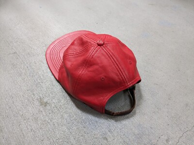 Supreme Classic 6-Panel Red Leather Cap Hat Adjustable FW16 | eBay