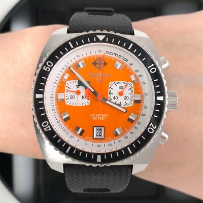 Zodiac Z02209 Seadragon Chronograph Orange Dial Date Quartz Men's