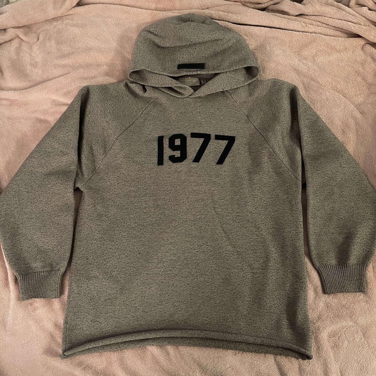 Fear Of God Essentials 1977 Knit Hoodie Dark Oatmeal Grey Size