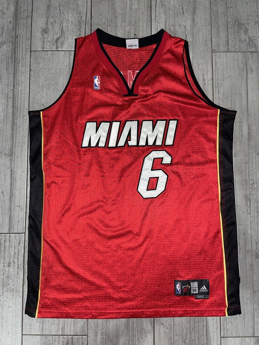 Lebron James #6 Miami Heat Adidas Red Swingman Jersey Men's Sz 56