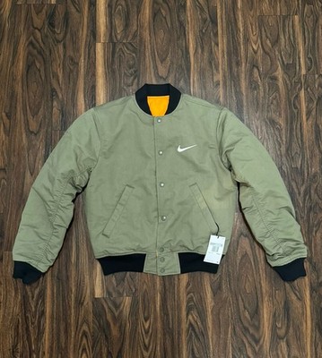 New NIKE x STUSSY REVERSIBLE VARSITY JACKET FJ9153-222 Green STUCY