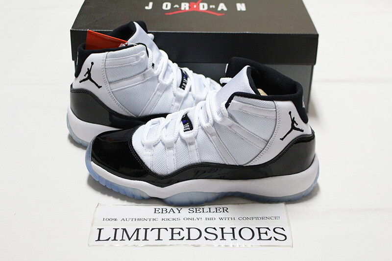 2018 NIKE AIR JORDAN 11 RETRO GS CONCORD WHITE BLACK 378038-100