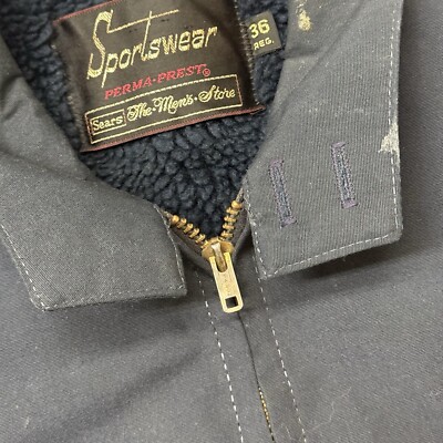 VINTAGE 60S SEARS GRAY PERMANENT PRESS WORK JACKET SIZE 36 Regular