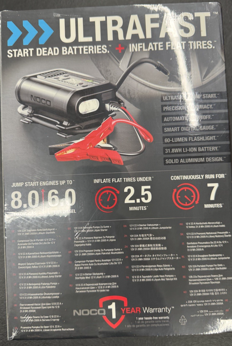 NOCO Boost Air AX65 2000A UltraSafe Jump Starter with 22A Air