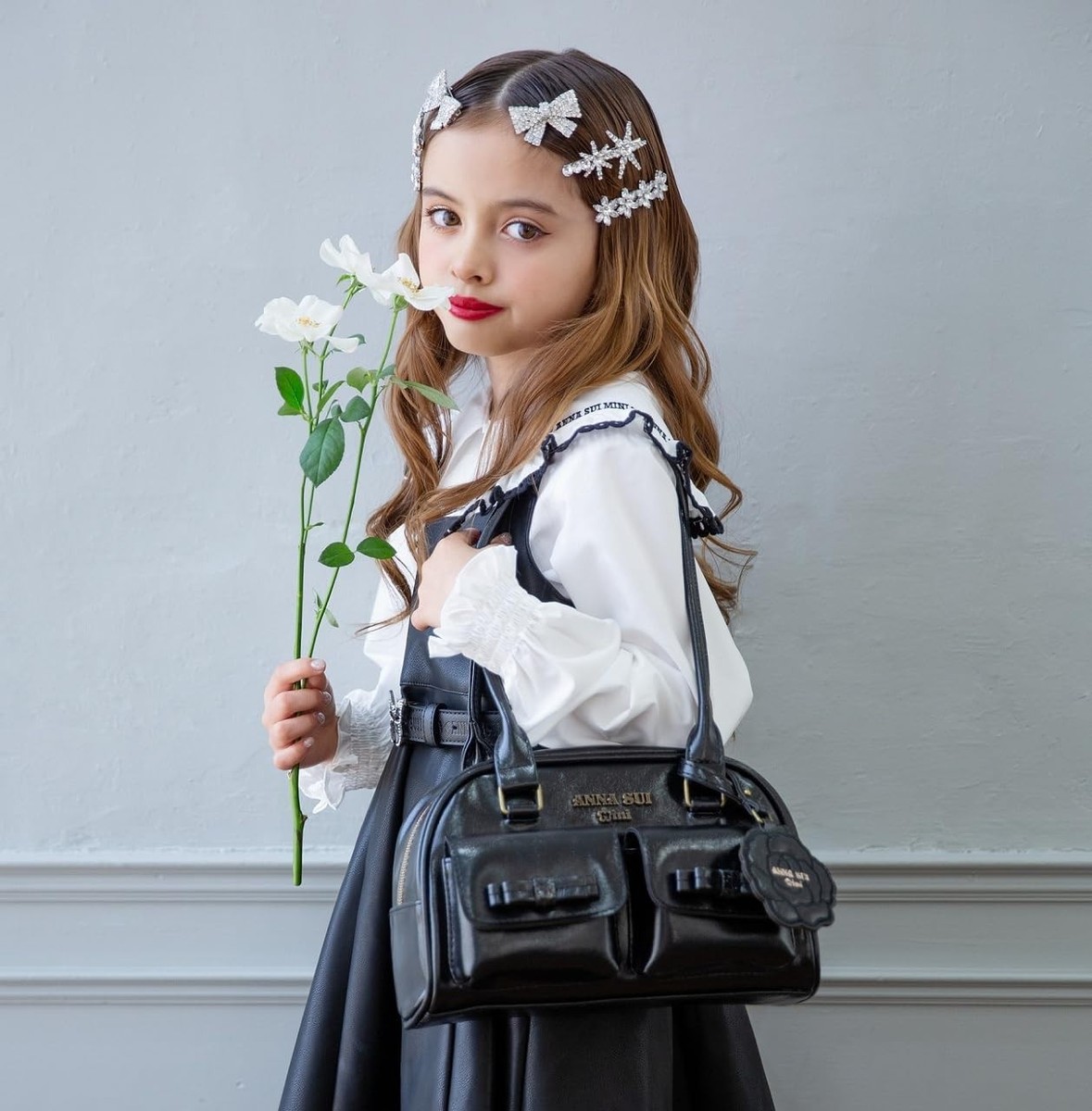 ANNA SUI mini long-handle Boston Bag BOOK ROSE ver. BLACK Japan