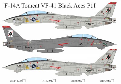 UpRise Decals UR72286 - DECAL F-14A Tomcat VF-41 Black Aces Pt.1 1