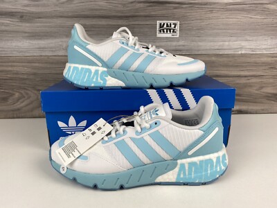 Women's Adidas ZX 1K BOOST White Light Blue Mint | size 8.5