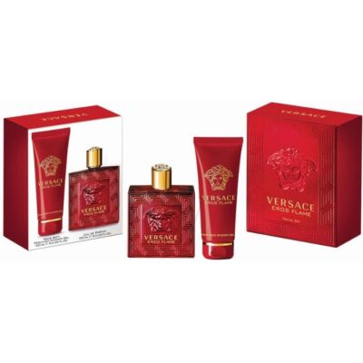 VERSACE EROS FLAME 2 PCS SET FOR MEN: 3.4oz EDP SPRAY + 3.4oz S/G