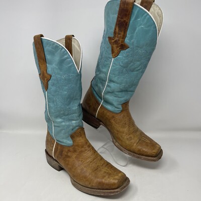JB Dillon Reserve Brown Turquoise Leather Western Boots JBR 6072 B