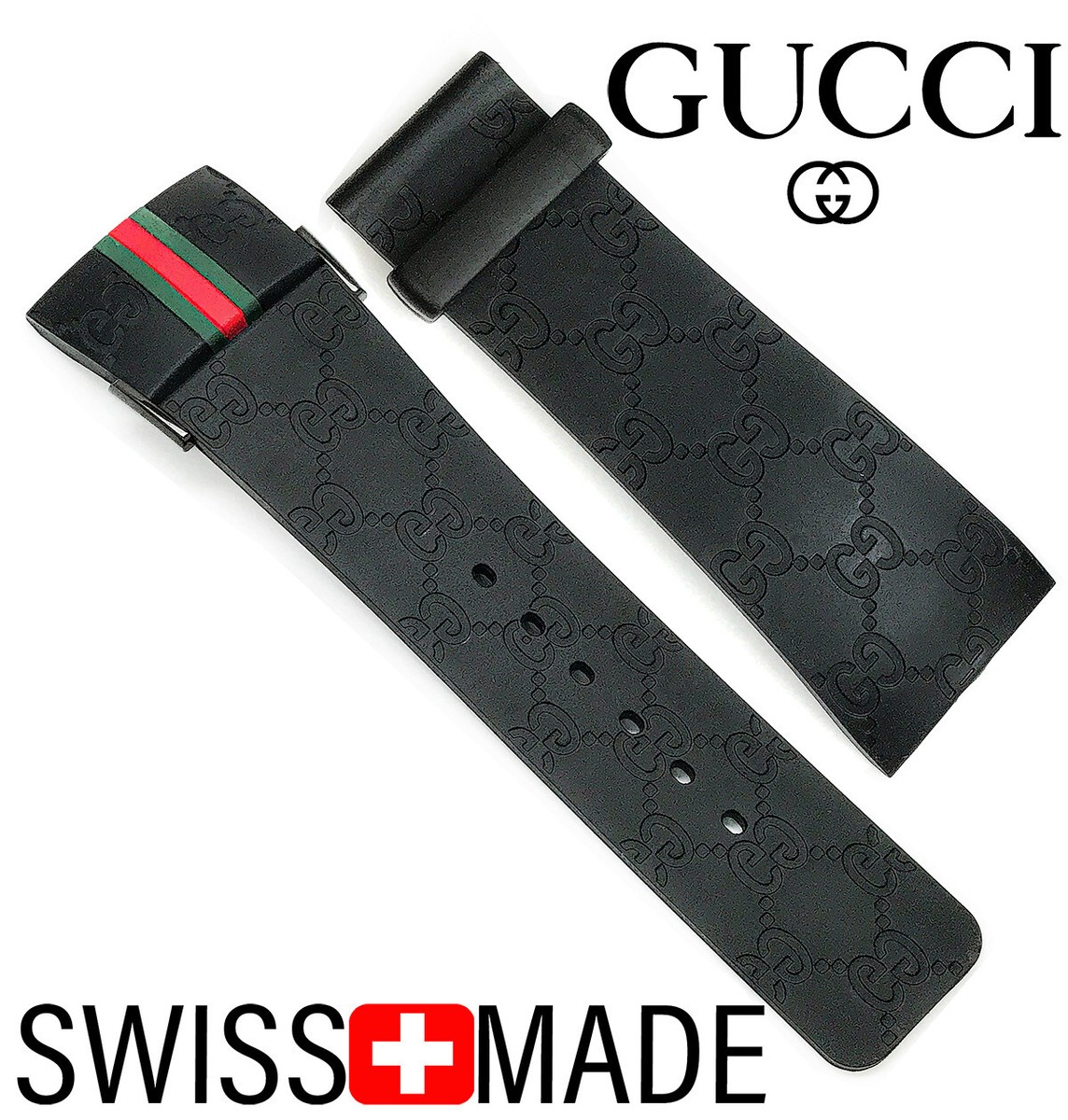 I-Gucci 114-2 Genuine OEM Replacement 26 mm Black Rubber Band
