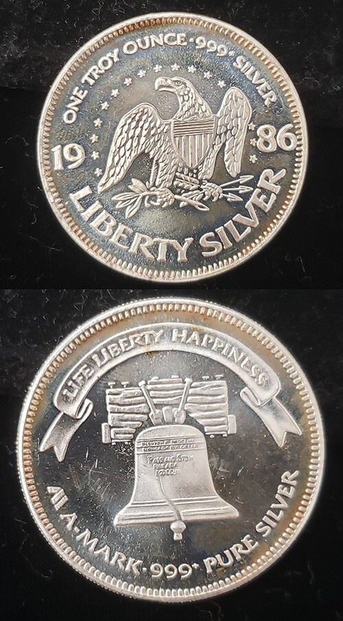A-Mark 1986 Liberty 1 Troy Oz .999 Fine Silver Round si749 | eBay