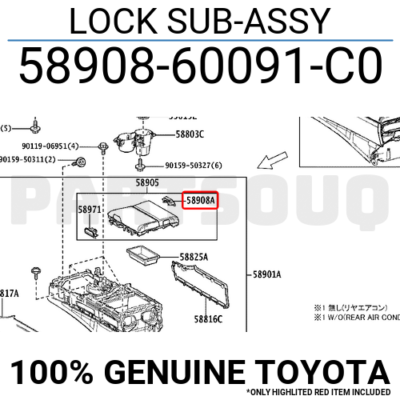 5890860091C0 Genuine Toyota LOCK SUB-ASSY 58908-60091-C0 | eBay