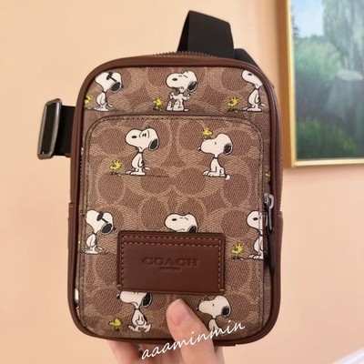 NWT Coach X Peanuts Racer Sling Pack In Signature Canvas With