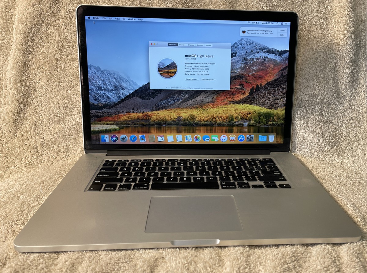 Apple MacBook Pro Retina Core i7 2.2GHz 16GB RAM 500GB SSD 15