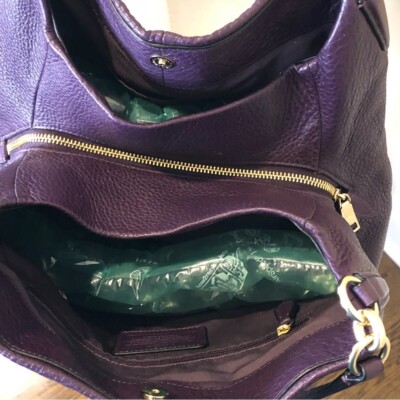 COACH Purple Leather Zipper & Magnetic Close Hobo Shoulder Bag w