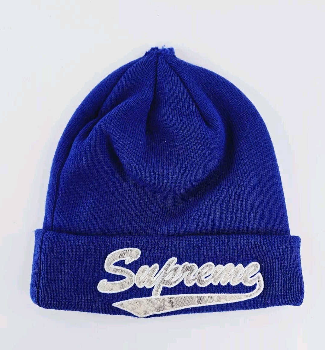 Supreme x New Era Beanie Snake Script Logo FW17 Royal Blue | eBay