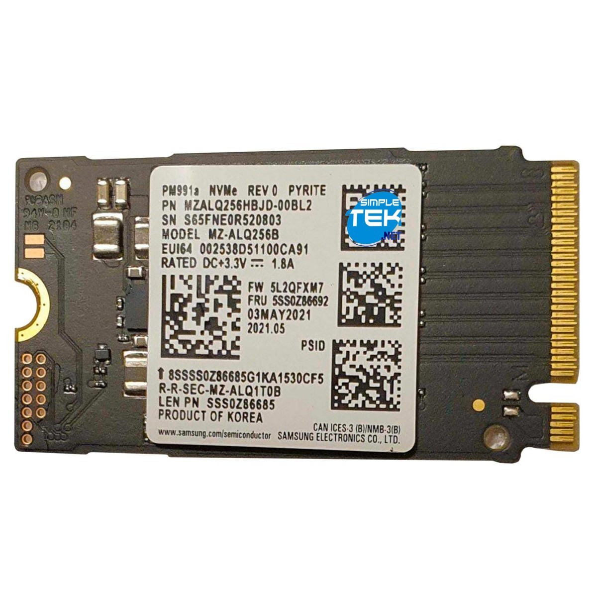 Samsung Pm991a Ssd M.2 2242 128Gb Pcie Nvme Mz-alq128b 5ss0w79527