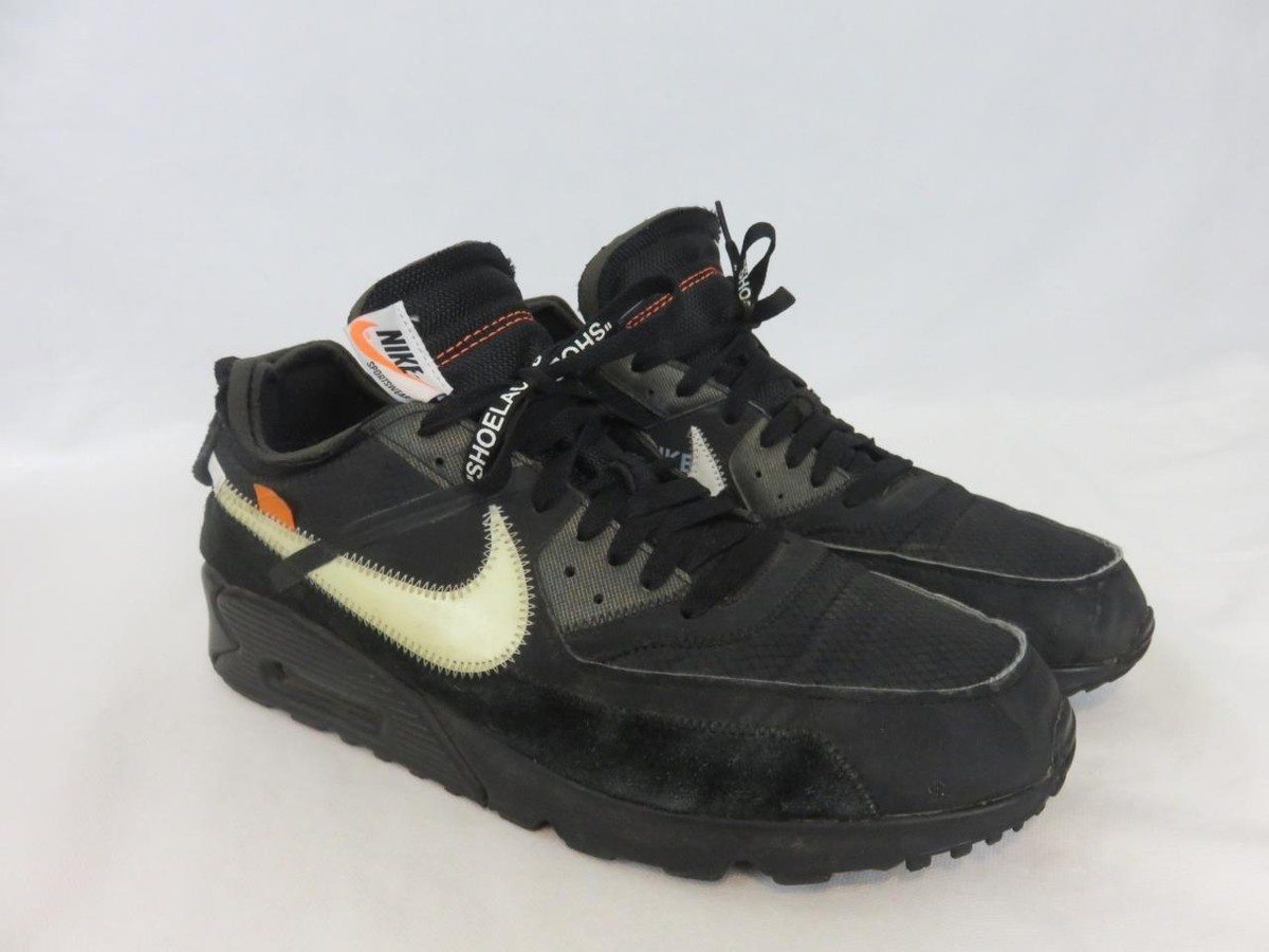 Nike Off-White The 10 Air Max 90 #AA7293-001 Black Sneakers Size