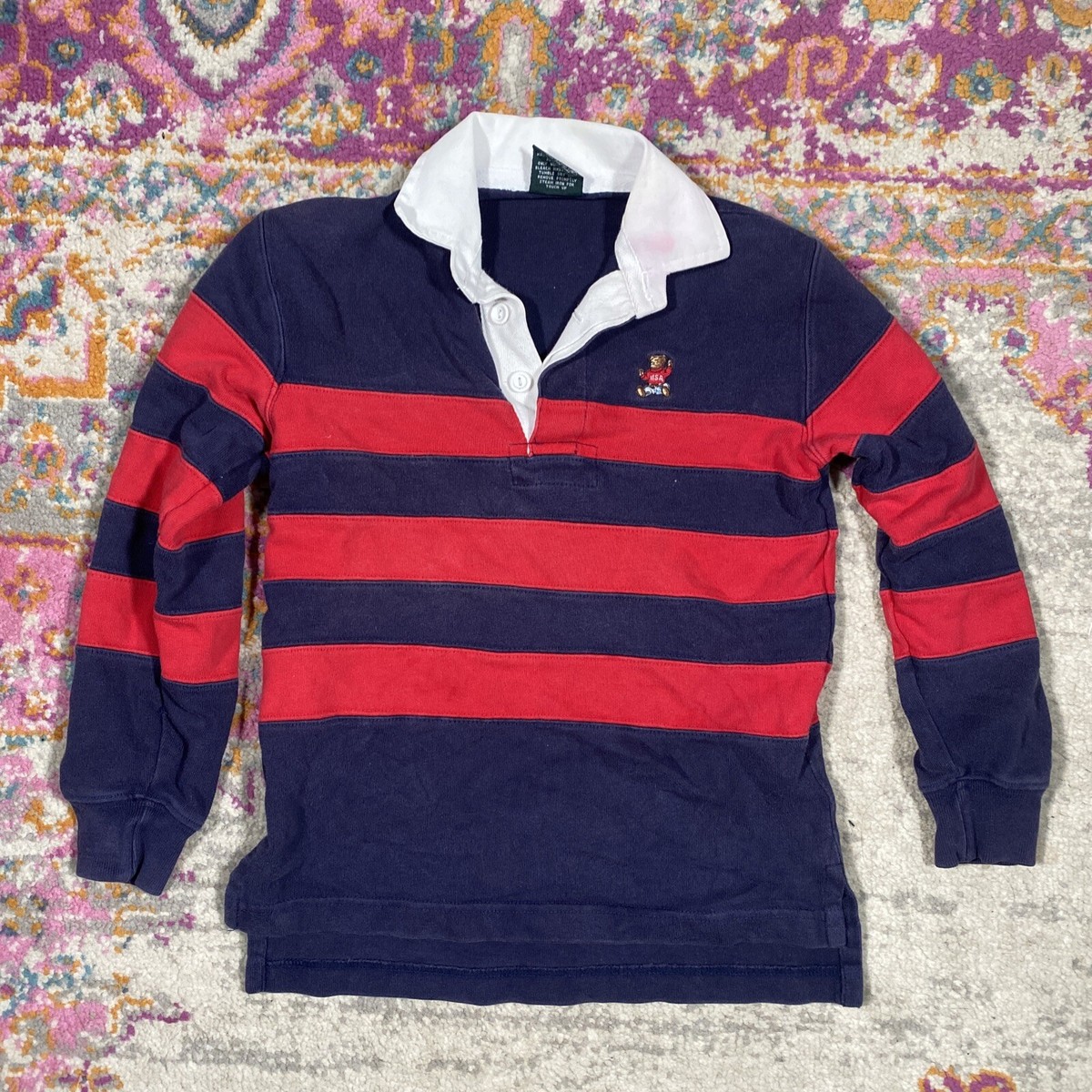 Vintage 90s Kids Ralph Lauren Polo Bear Long Sleeve Polo Shirt