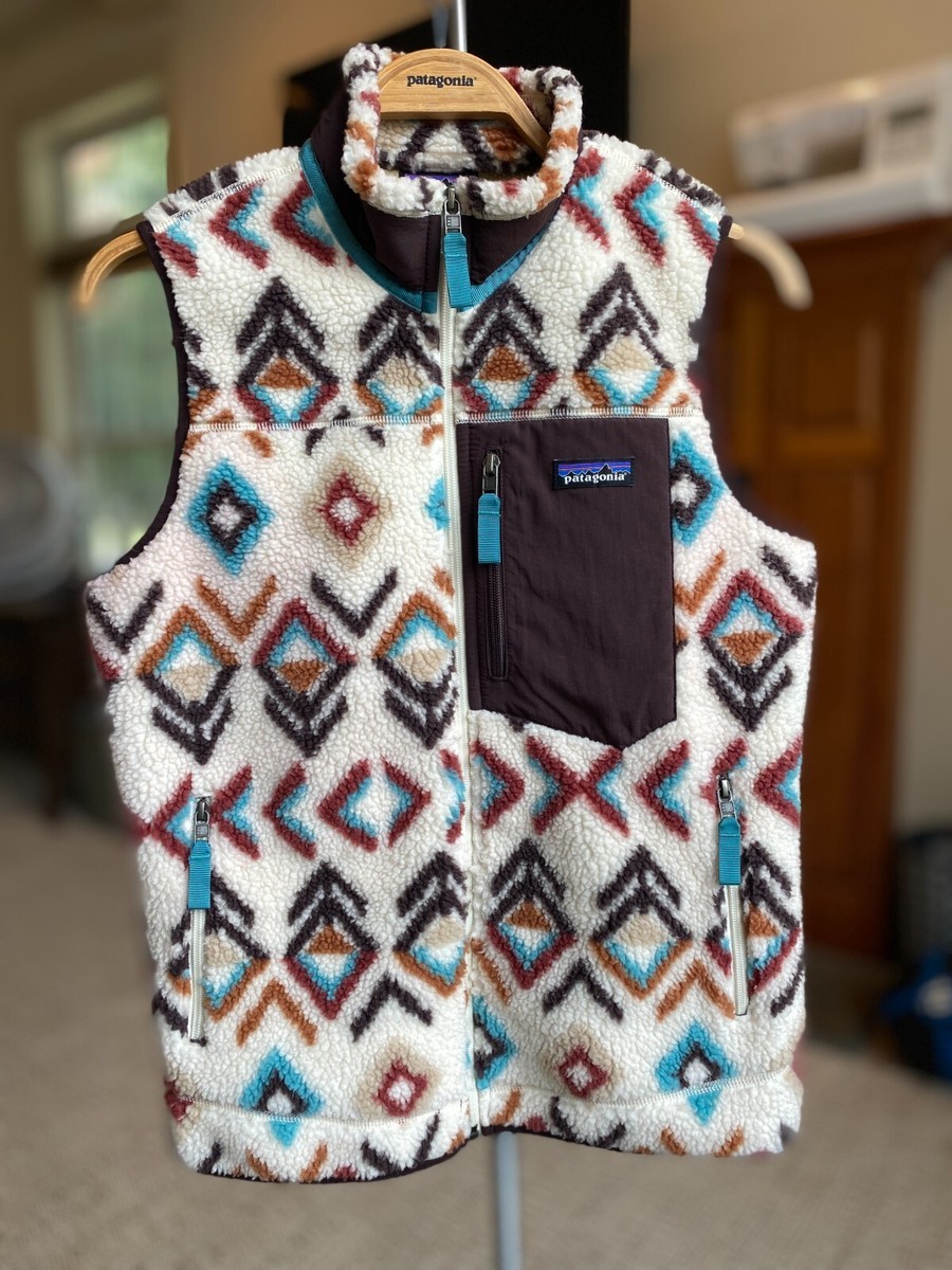Patagonia Retro-X Vest Womens Medium Cream Tribal Windproof Fleece