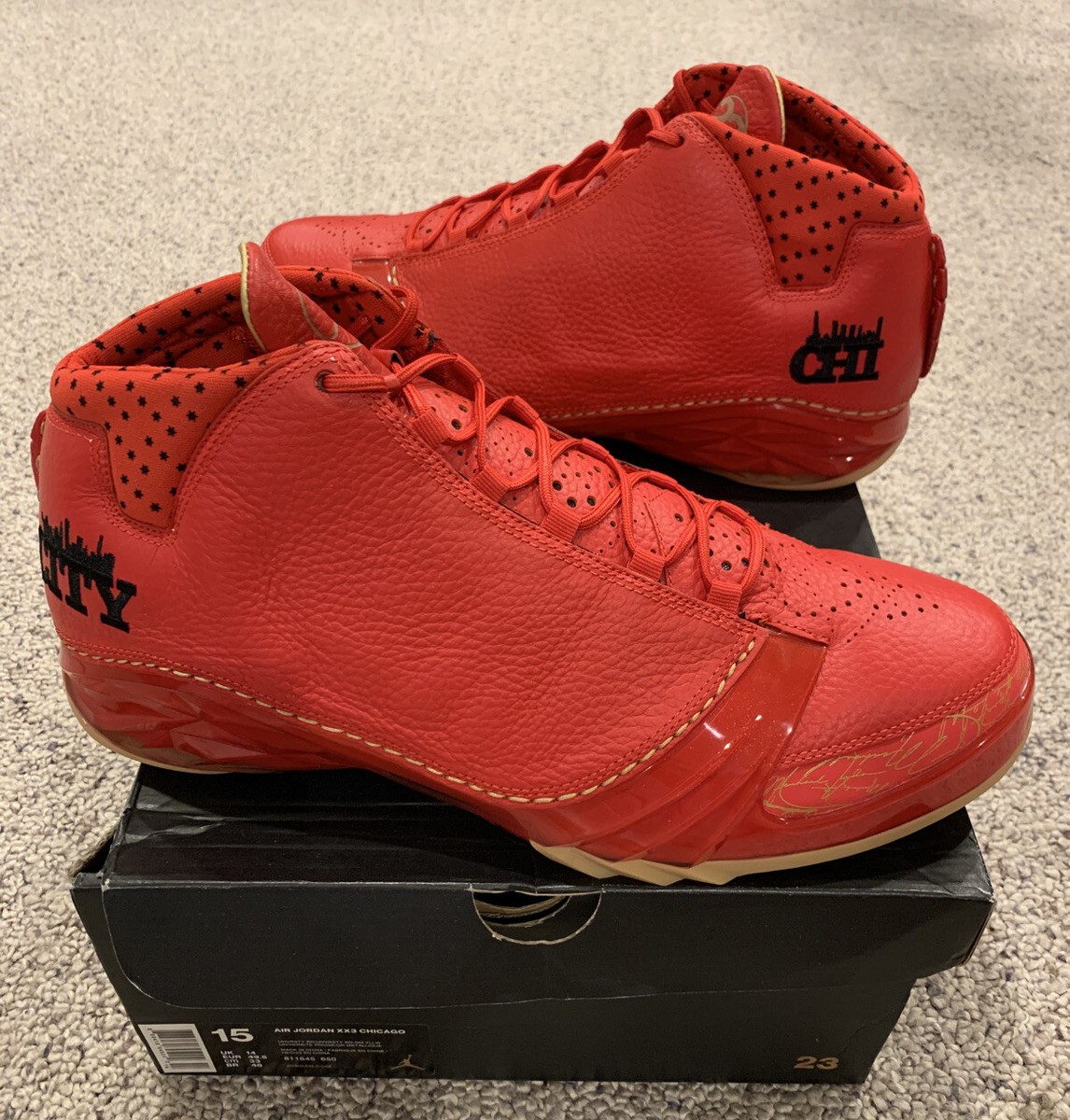 Nike Air Jordan Retro 23 XX3 Chicago Chi City Size 15 Red Gum