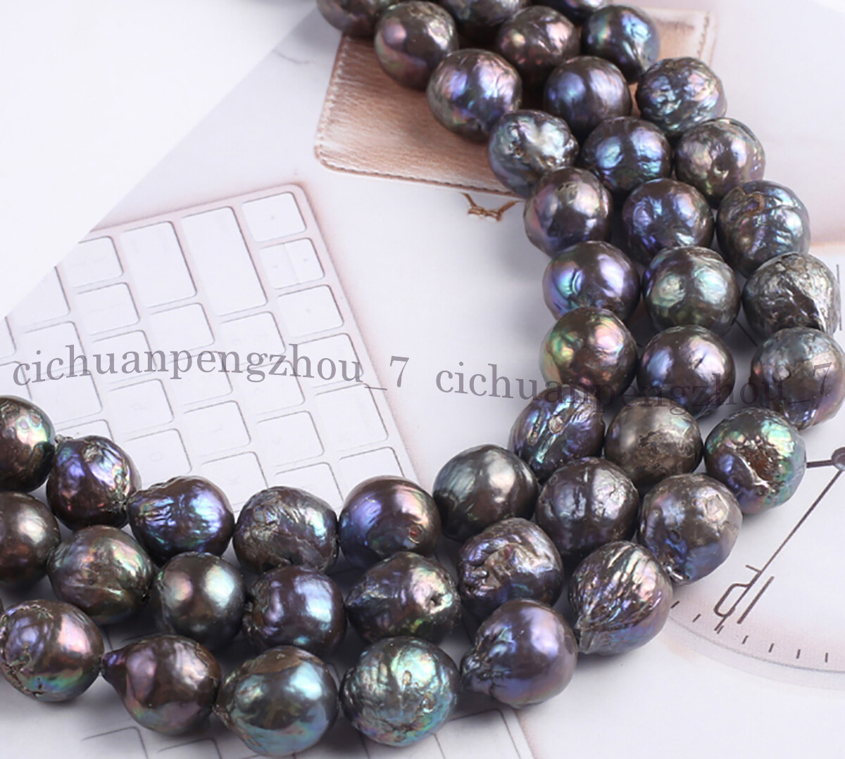 Natural Rare 10-12mm South Sea Baroque Black Edison Pearl Loose