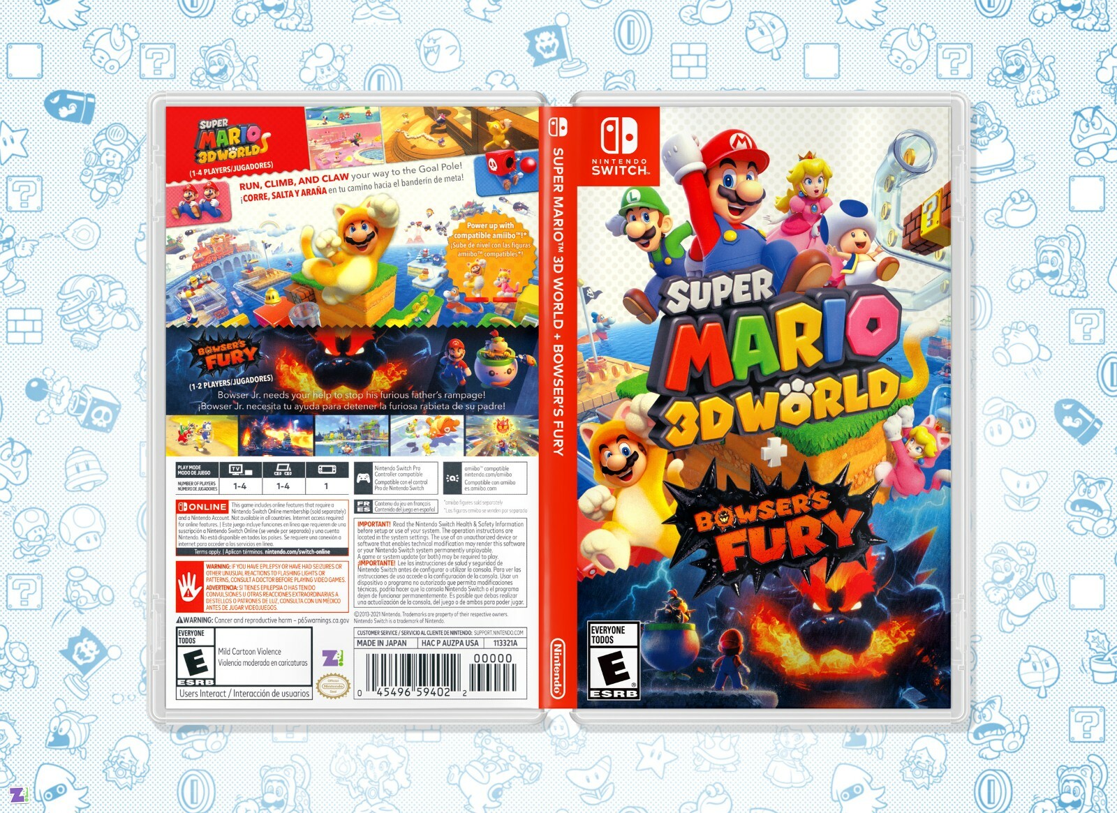 Super Mario 3D World Bowser's Fury COVER ART: Insert & Case for