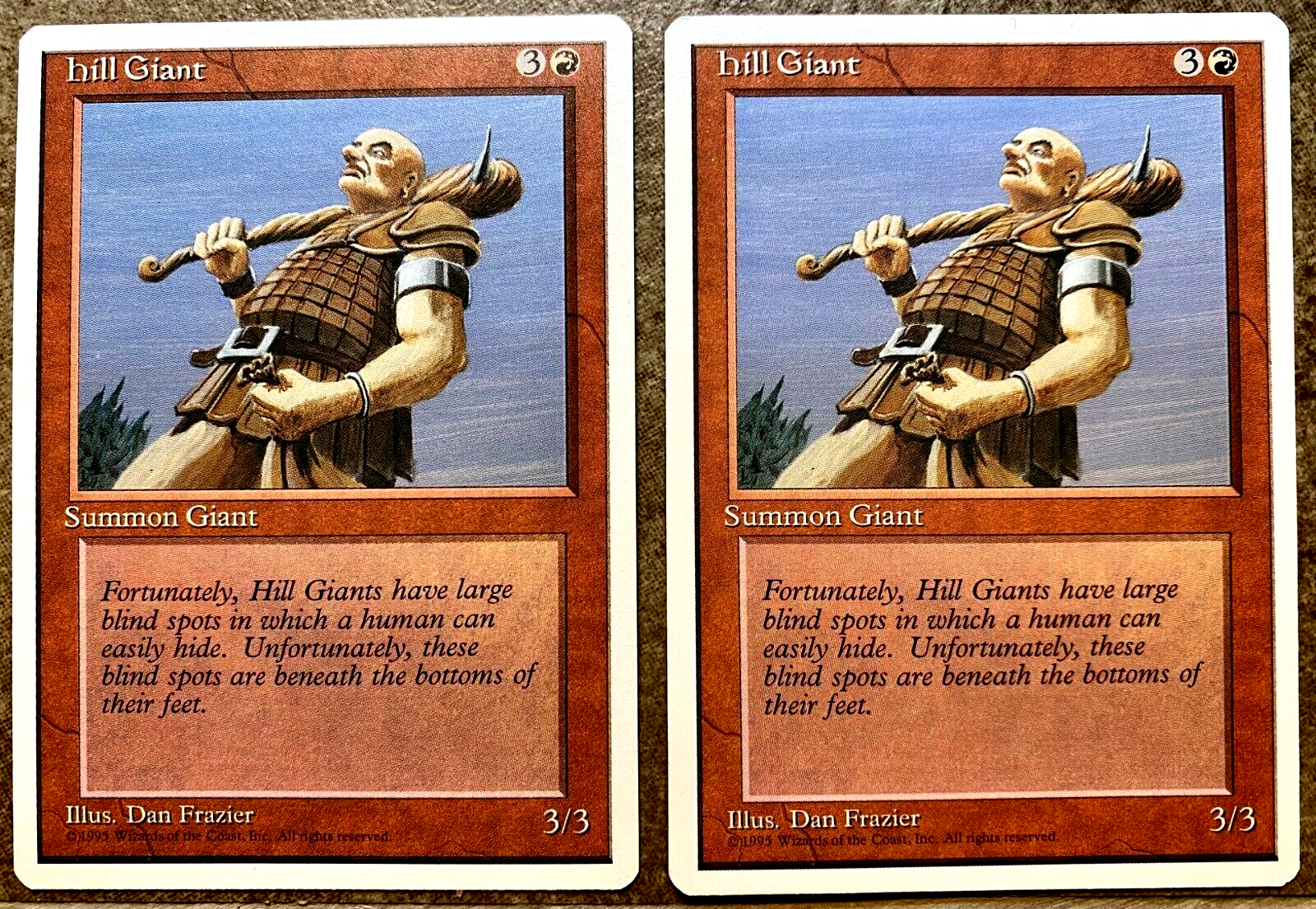 1995 Magic The Gathering, 4th Edition, Hill Giant, Two cards, MTG