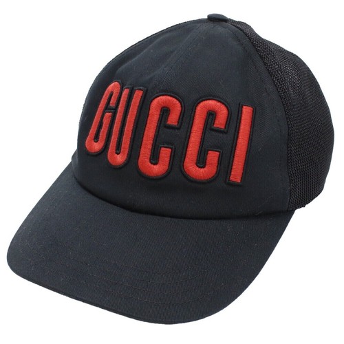 NWT GUCCI BASEBALL CAP BLACK RED SIZE XS Logo Hat Unisex | eBay