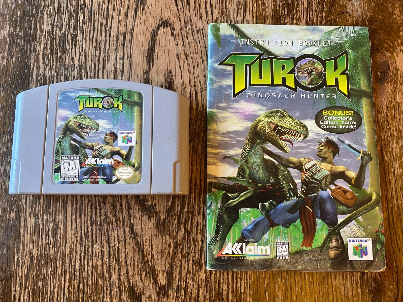 Nintendo 64 Turok Dinosaur Hunter N64 w Manual AUTHENTIC TESTED