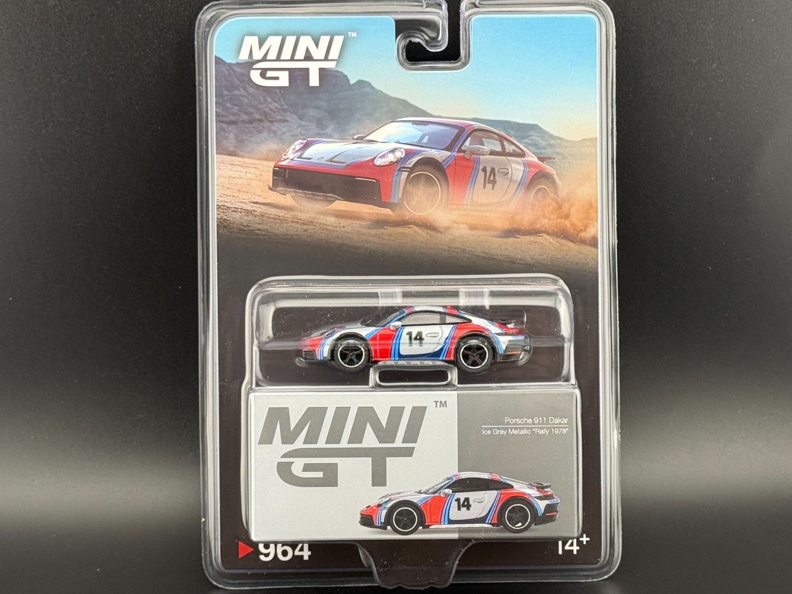 Mini GT Porsche 911 Dakar “Rally 1974” Ice Grey Metallic #964 1/64