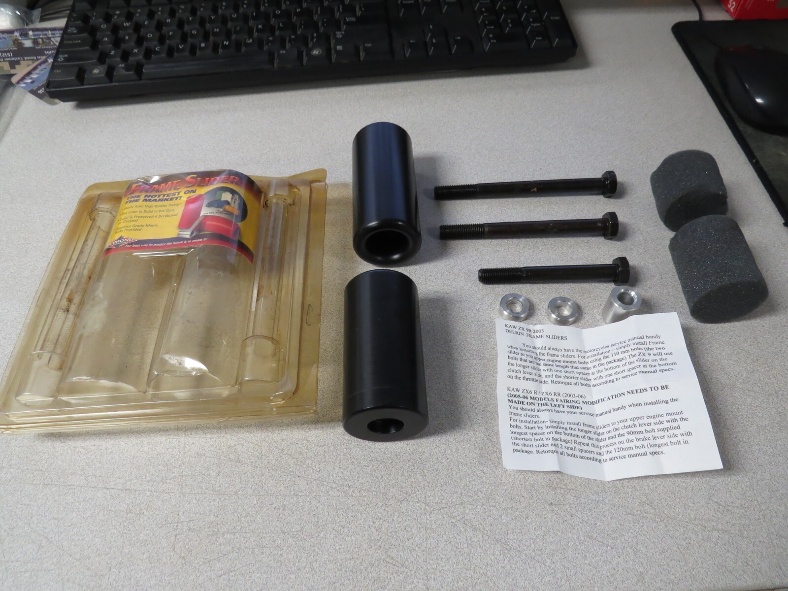 NOS Diamond Incomplete Frame Slider Kit Fits: Kawasaki 03-06 ZX636