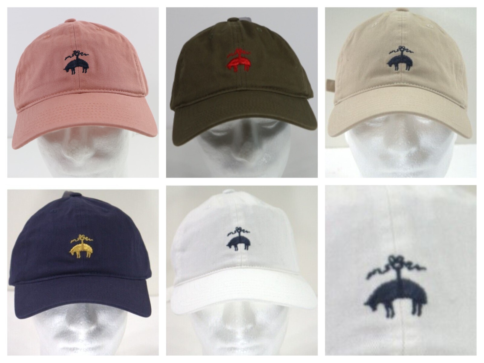 Brooks Brothers 1818 Cotton Logo Baseball Hat Navy, Khaki, White