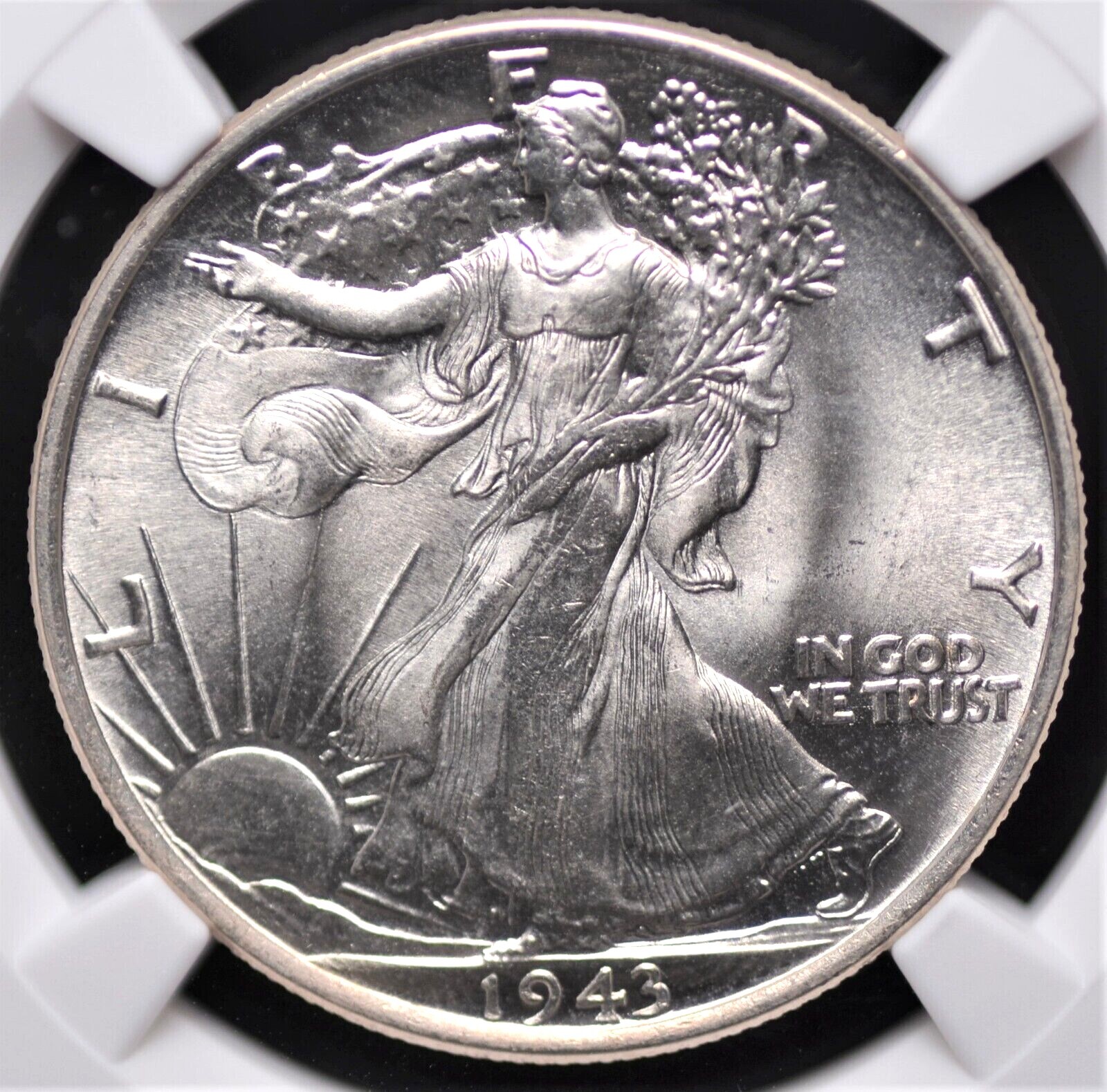 1943 WALKING LIBERTY HALF DOLLAR NGC MS 65 BRILLIANT WHITE GEM